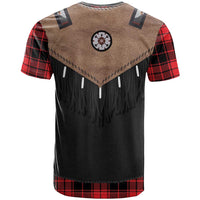 Western Cowboy Vest Style T Shirt Black Red Plaid Pattern - Wonder Print Shop