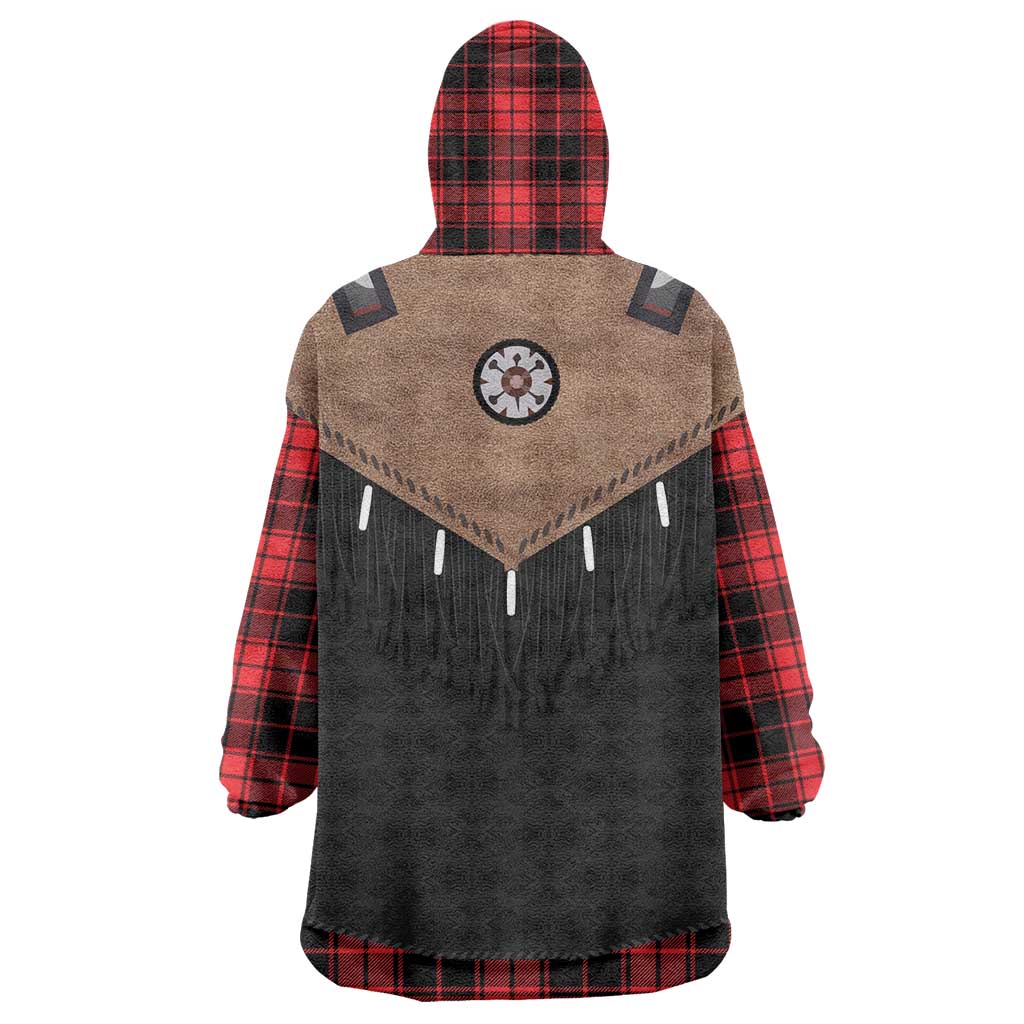 Western Cowboy Vest Style Wearable Blanket Hoodie Black Red Plaid Pattern - Wonder Print Shop