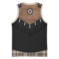 Western Cowboy Vest Style Basketball Jersey Brown Beige Plaid Pattern - Wonder Print Shop