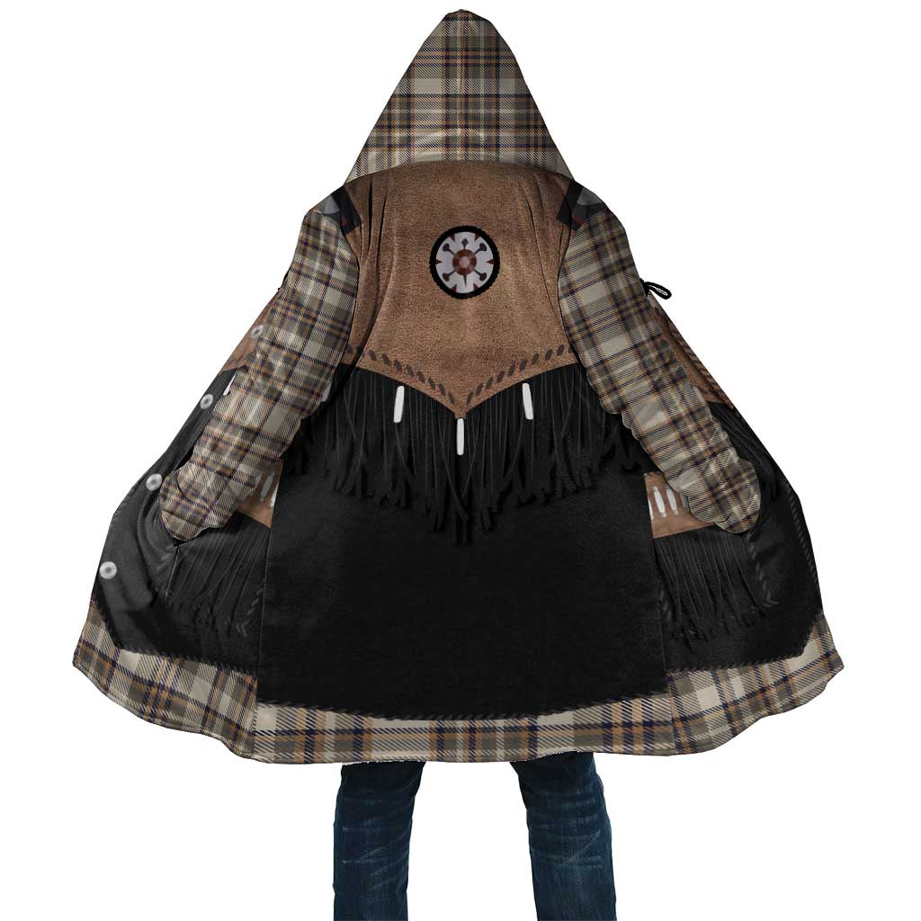 Western Cowboy Vest Style Cloak Brown Beige Plaid Pattern - Wonder Print Shop