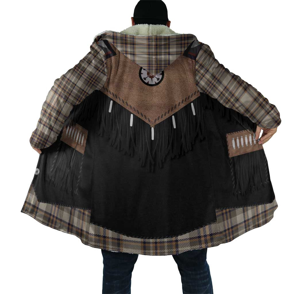 Western Cowboy Vest Style Cloak Brown Beige Plaid Pattern - Wonder Print Shop