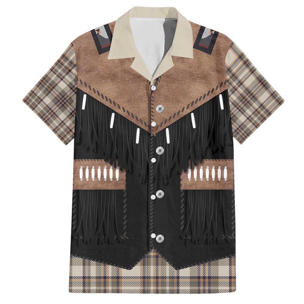 Western Cowboy Vest Style Hawaiian Shirt Brown Beige Plaid Pattern - Wonder Print Shop