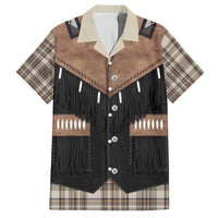 Western Cowboy Vest Style Hawaiian Shirt Brown Beige Plaid Pattern - Wonder Print Shop