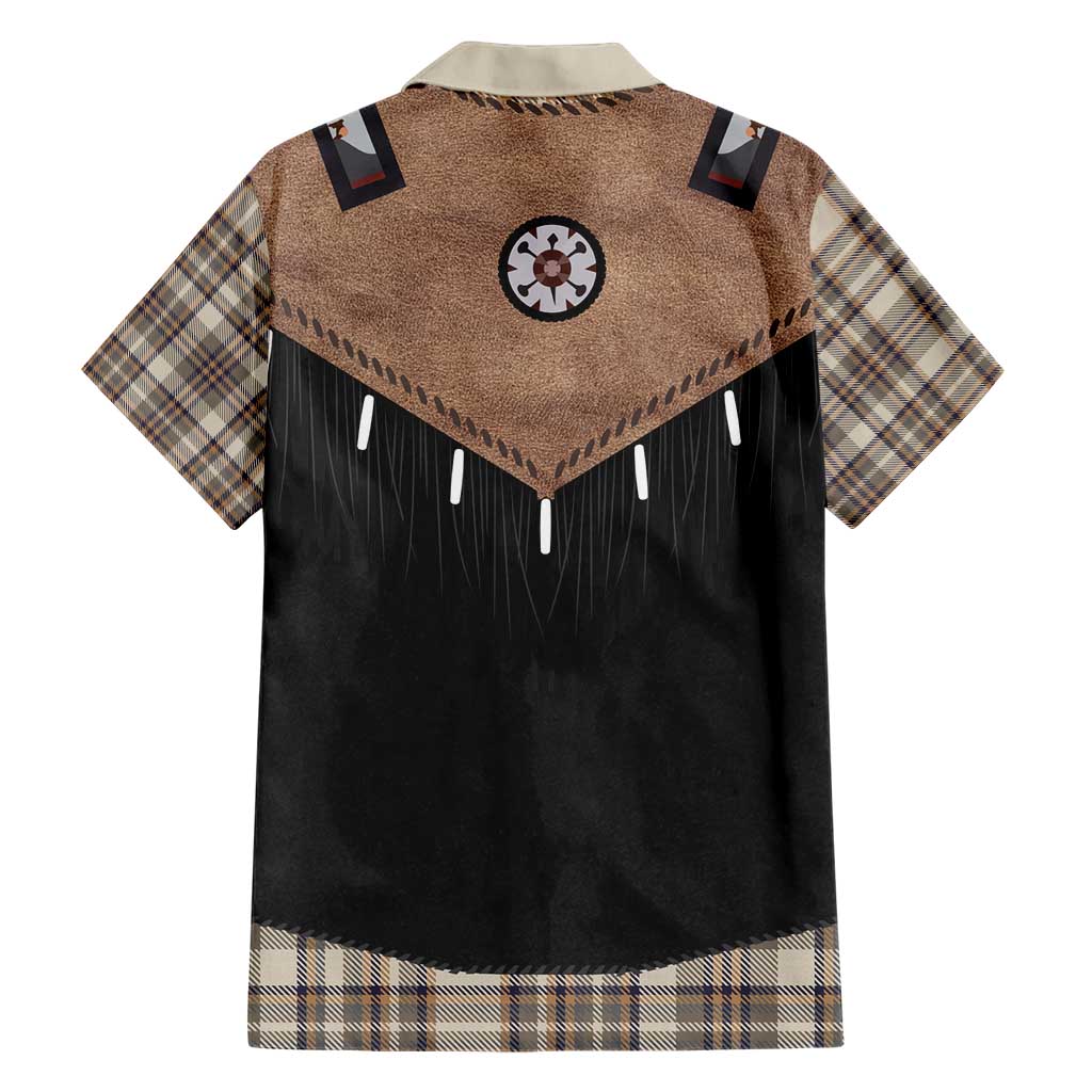 Western Cowboy Vest Style Hawaiian Shirt Brown Beige Plaid Pattern - Wonder Print Shop