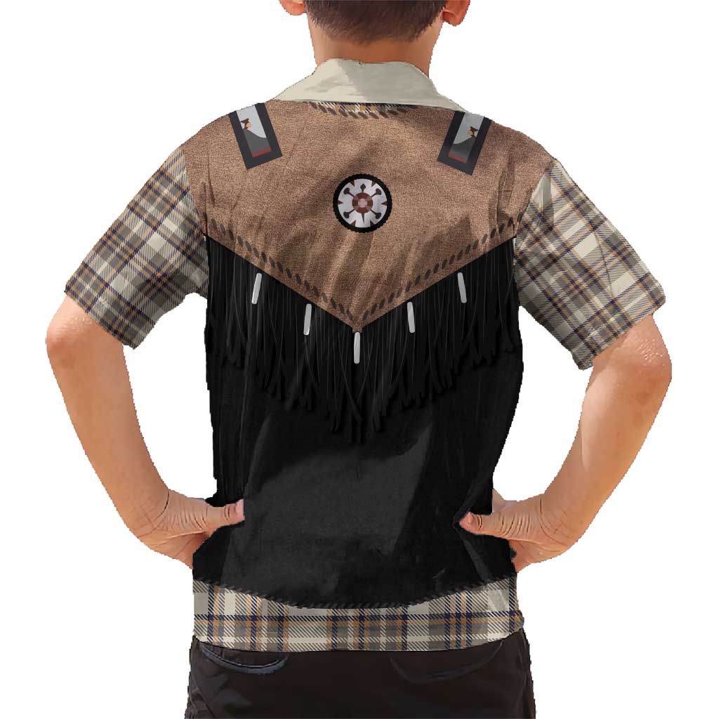 Western Cowboy Vest Style Hawaiian Shirt Brown Beige Plaid Pattern - Wonder Print Shop