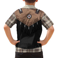 Western Cowboy Vest Style Kid Hawaiian Shirt Brown Beige Plaid Pattern - Wonder Print Shop