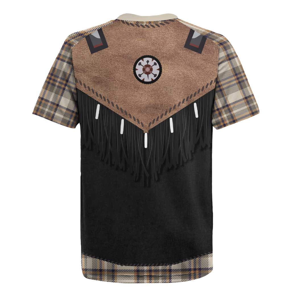 Western Cowboy Vest Style Rugby Jersey Brown Beige Plaid Pattern - Wonder Print Shop
