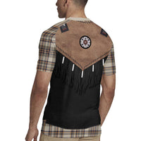 Western Cowboy Vest Style Rugby Jersey Brown Beige Plaid Pattern - Wonder Print Shop