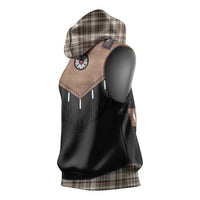 Western Cowboy Vest Style Sleeveless Hoodie Brown Beige Plaid Pattern - Wonder Print Shop