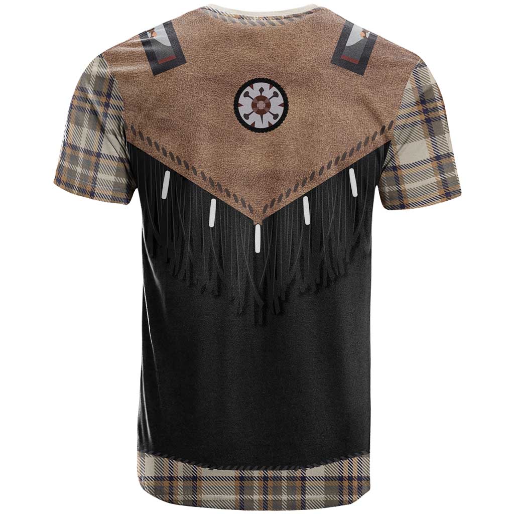 Western Cowboy Vest Style T Shirt Brown Beige Plaid Pattern - Wonder Print Shop