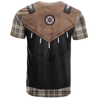 Western Cowboy Vest Style T Shirt Brown Beige Plaid Pattern - Wonder Print Shop