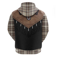 Western Cowboy Vest Style Zip Hoodie Brown Beige Plaid Pattern - Wonder Print Shop