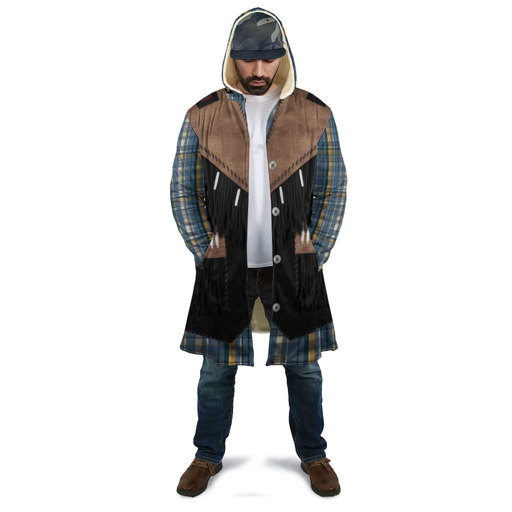 Western Cowboy Vest Style Cloak Blue Yellow Plaid Pattern - Wonder Print Shop