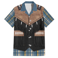Western Cowboy Vest Style Hawaiian Shirt Blue Yellow Plaid Pattern - Wonder Print Shop