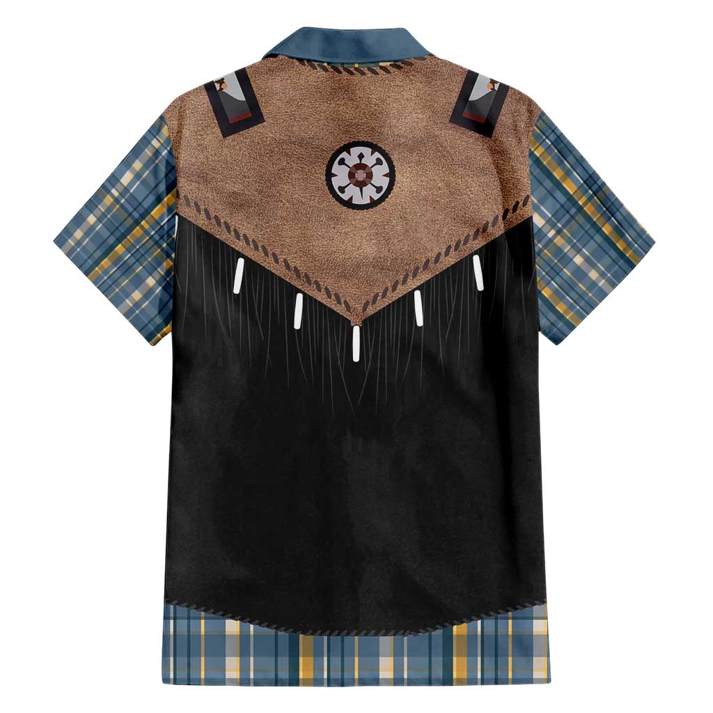 Western Cowboy Vest Style Hawaiian Shirt Blue Yellow Plaid Pattern - Wonder Print Shop