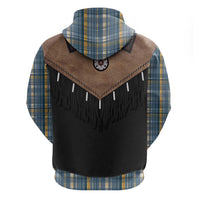 Western Cowboy Vest Style Hoodie Blue Yellow Plaid Pattern - Wonder Print Shop