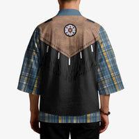 Western Cowboy Vest Style Kimono Blue Yellow Plaid Pattern - Wonder Print Shop