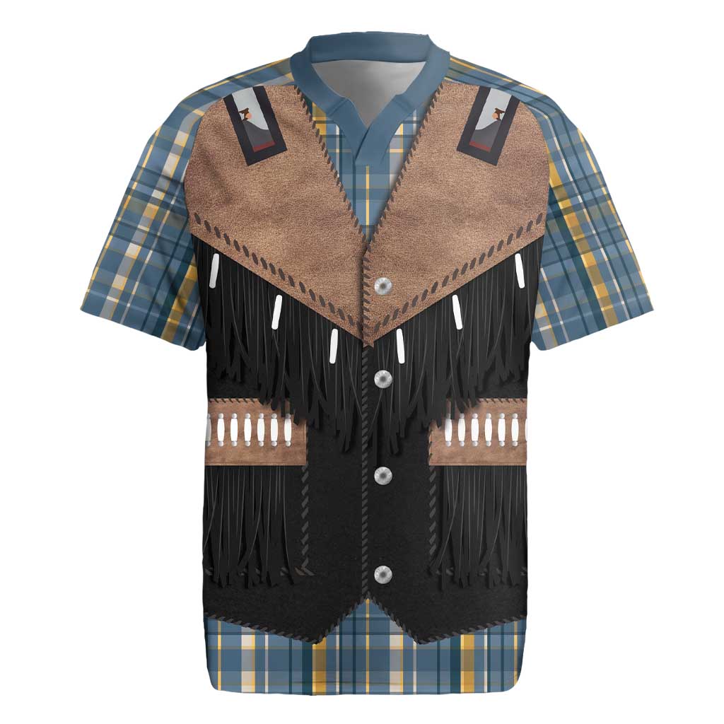 Western Cowboy Vest Style Rugby Jersey Blue Yellow Plaid Pattern - Wonder Print Shop
