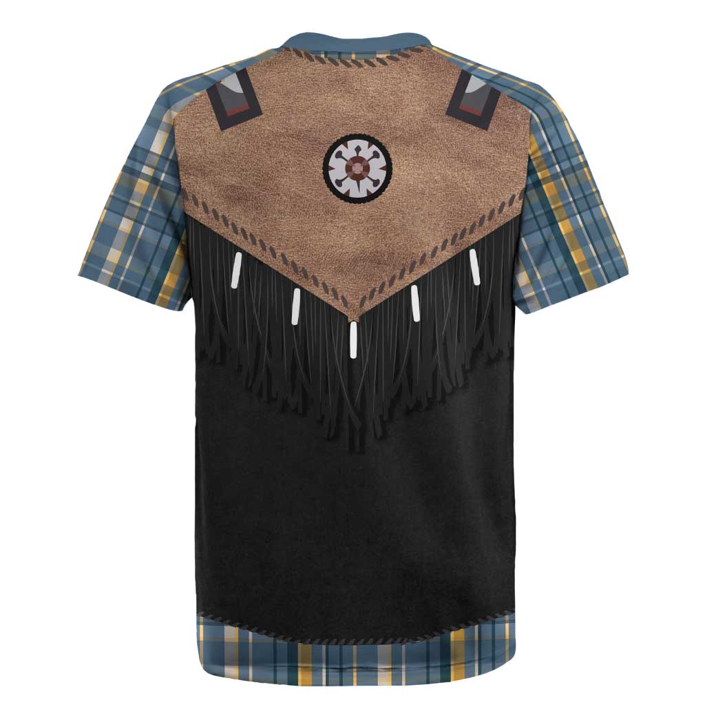 Western Cowboy Vest Style Rugby Jersey Blue Yellow Plaid Pattern - Wonder Print Shop