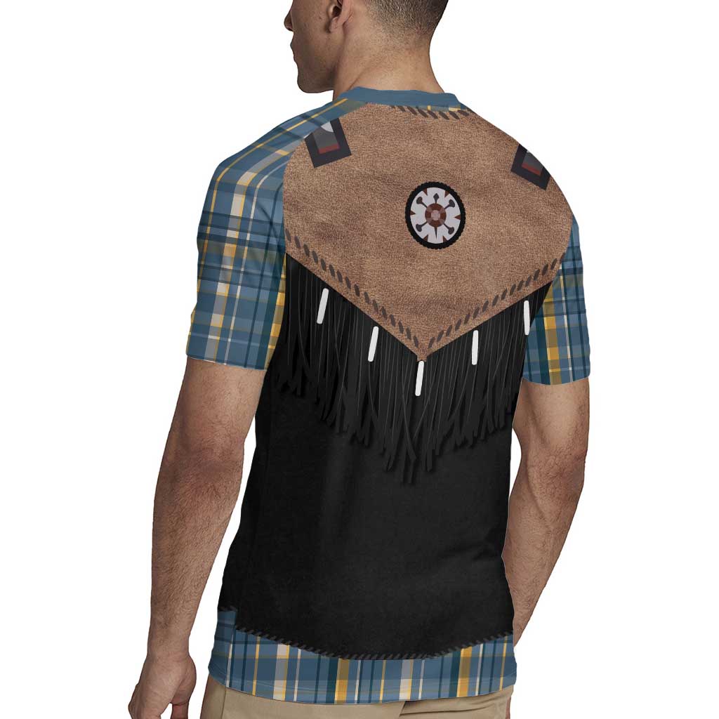 Western Cowboy Vest Style Rugby Jersey Blue Yellow Plaid Pattern - Wonder Print Shop