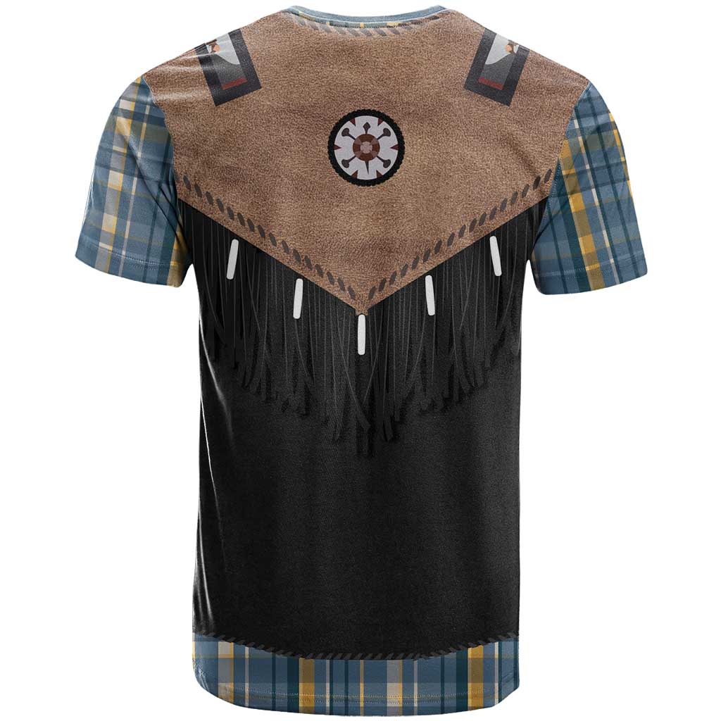 Western Cowboy Vest Style T Shirt Blue Yellow Plaid Pattern - Wonder Print Shop