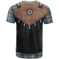 Western Cowboy Vest Style T Shirt Blue Yellow Plaid Pattern - Wonder Print Shop