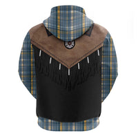 Western Cowboy Vest Style Zip Hoodie Blue Yellow Plaid Pattern - Wonder Print Shop