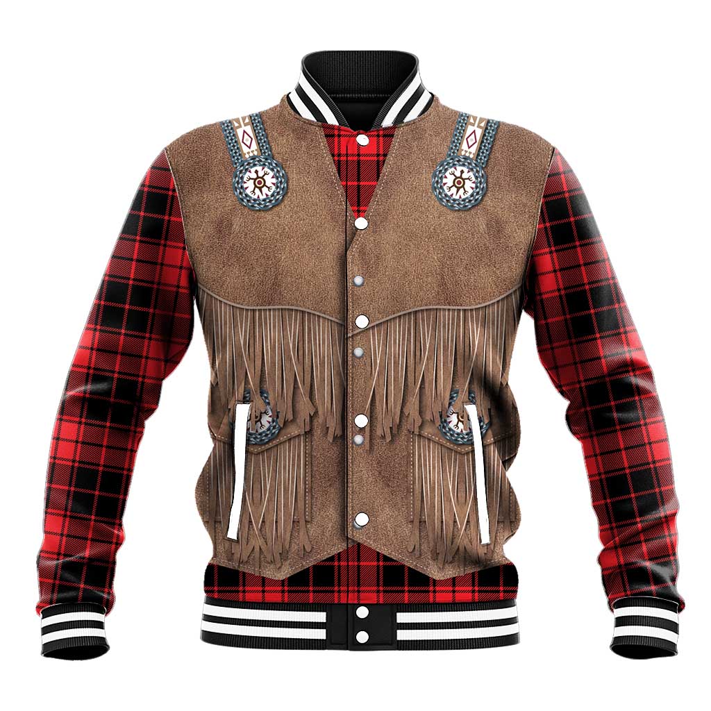 Retro Black Red Plaid Baseball Jacket Western Cowboy Vest Costume - Wonder Print Shop