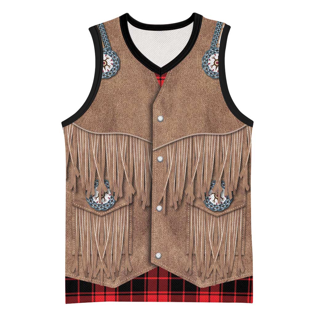 Retro Black Red Plaid Basketball Jersey Western Cowboy Vest Costume - Wonder Print Shop