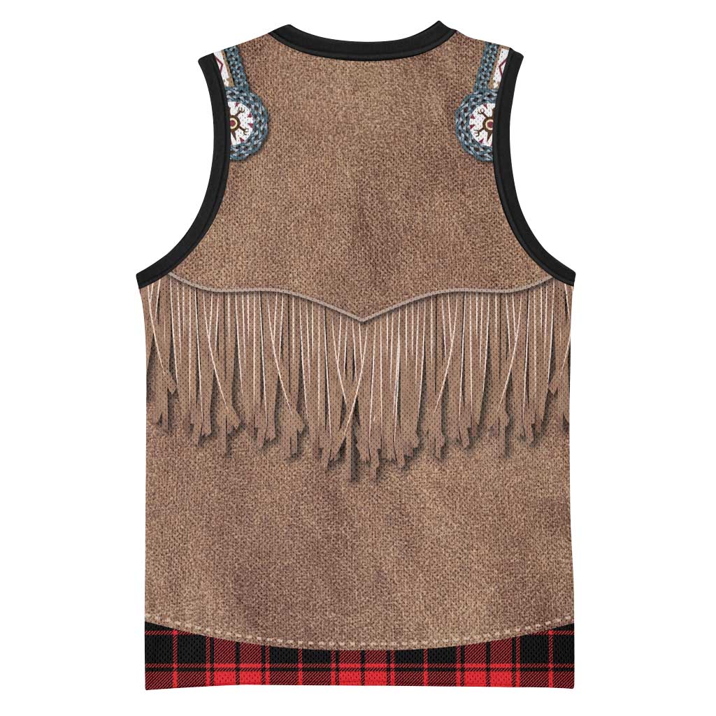 Retro Black Red Plaid Basketball Jersey Western Cowboy Vest Costume - Wonder Print Shop