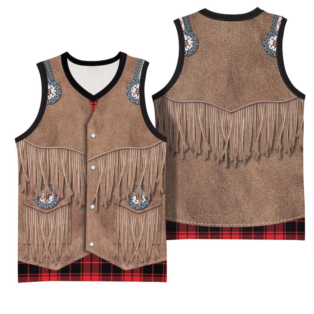 Retro Black Red Plaid Basketball Jersey Western Cowboy Vest Costume - Wonder Print Shop