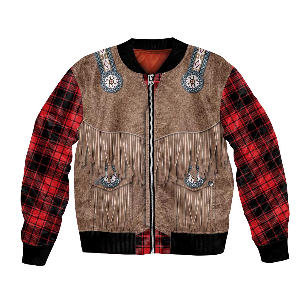 Retro Black Red Plaid Bomber Jacket Western Cowboy Vest Costume - Wonder Print Shop
