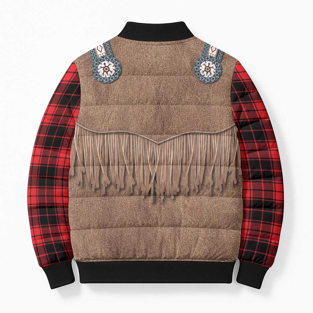 Retro Black Red Plaid Bomber Puffer Jacket Western Cowboy Vest Costume - Wonder Print Shop