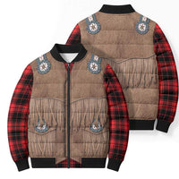 Retro Black Red Plaid Bomber Puffer Jacket Western Cowboy Vest Costume - Wonder Print Shop