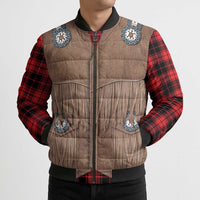 Retro Black Red Plaid Bomber Puffer Jacket Western Cowboy Vest Costume - Wonder Print Shop