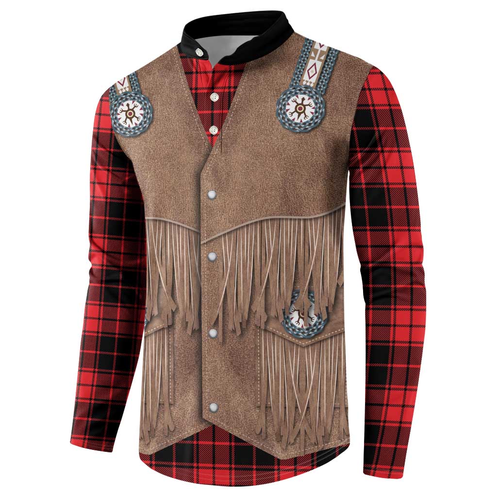 Retro Black Red Plaid Button Sweatshirt Western Cowboy Vest Costume - Wonder Print Shop