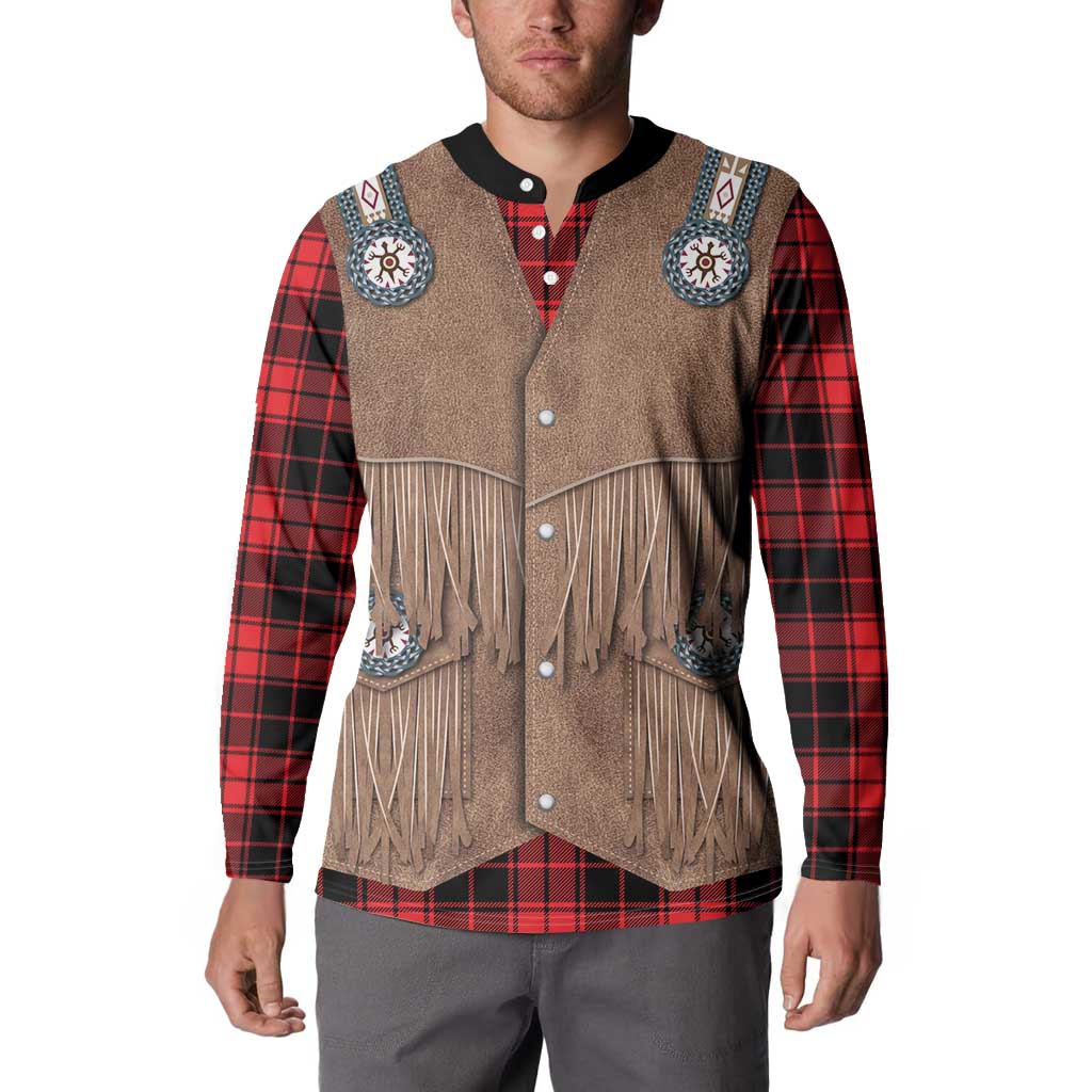 Retro Black Red Plaid Button Sweatshirt Western Cowboy Vest Costume - Wonder Print Shop
