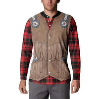 Retro Black Red Plaid Button Sweatshirt Western Cowboy Vest Costume - Wonder Print Shop