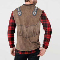 Retro Black Red Plaid Button Sweatshirt Western Cowboy Vest Costume - Wonder Print Shop