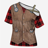 Retro Black Red Plaid Cross Shoulder Shirt Western Cowboy Vest Costume - Wonder Print Shop