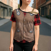 Retro Black Red Plaid Cross Shoulder Shirt Western Cowboy Vest Costume - Wonder Print Shop