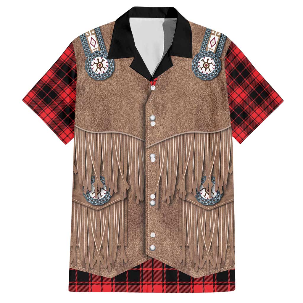 Retro Black Red Plaid Hawaiian Shirt Western Cowboy Vest Costume - Wonder Print Shop