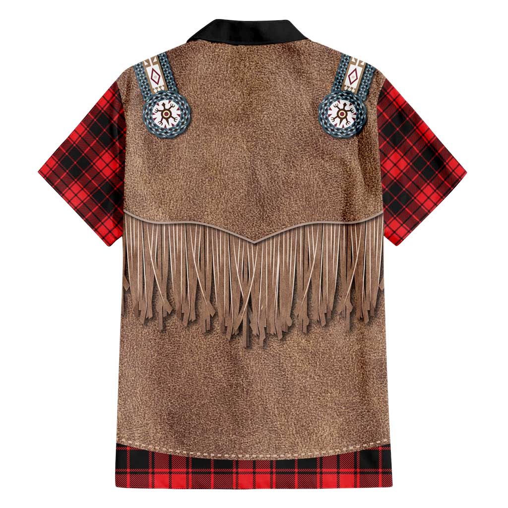 Retro Black Red Plaid Hawaiian Shirt Western Cowboy Vest Costume - Wonder Print Shop