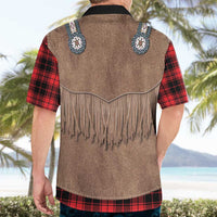 Retro Black Red Plaid Hawaiian Shirt Western Cowboy Vest Costume - Wonder Print Shop