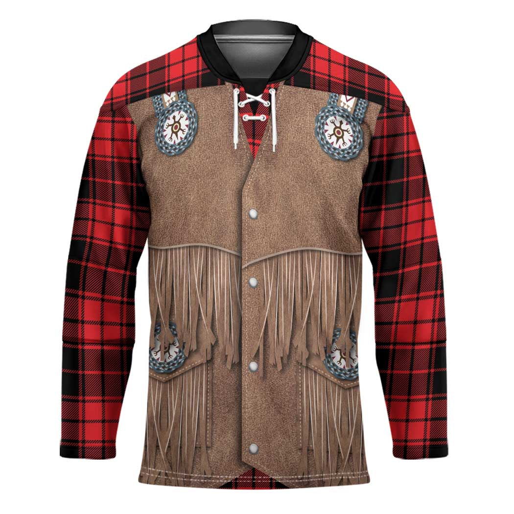 Retro Black Red Plaid Hockey Jersey Western Cowboy Vest Costume - Wonder Print Shop