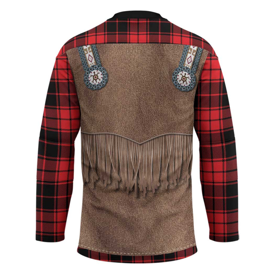 Retro Black Red Plaid Hockey Jersey Western Cowboy Vest Costume - Wonder Print Shop