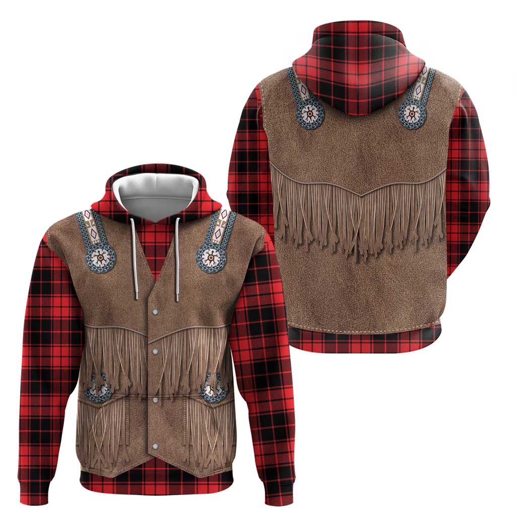 Retro Black Red Plaid Hoodie Western Cowboy Vest Costume - Wonder Print Shop
