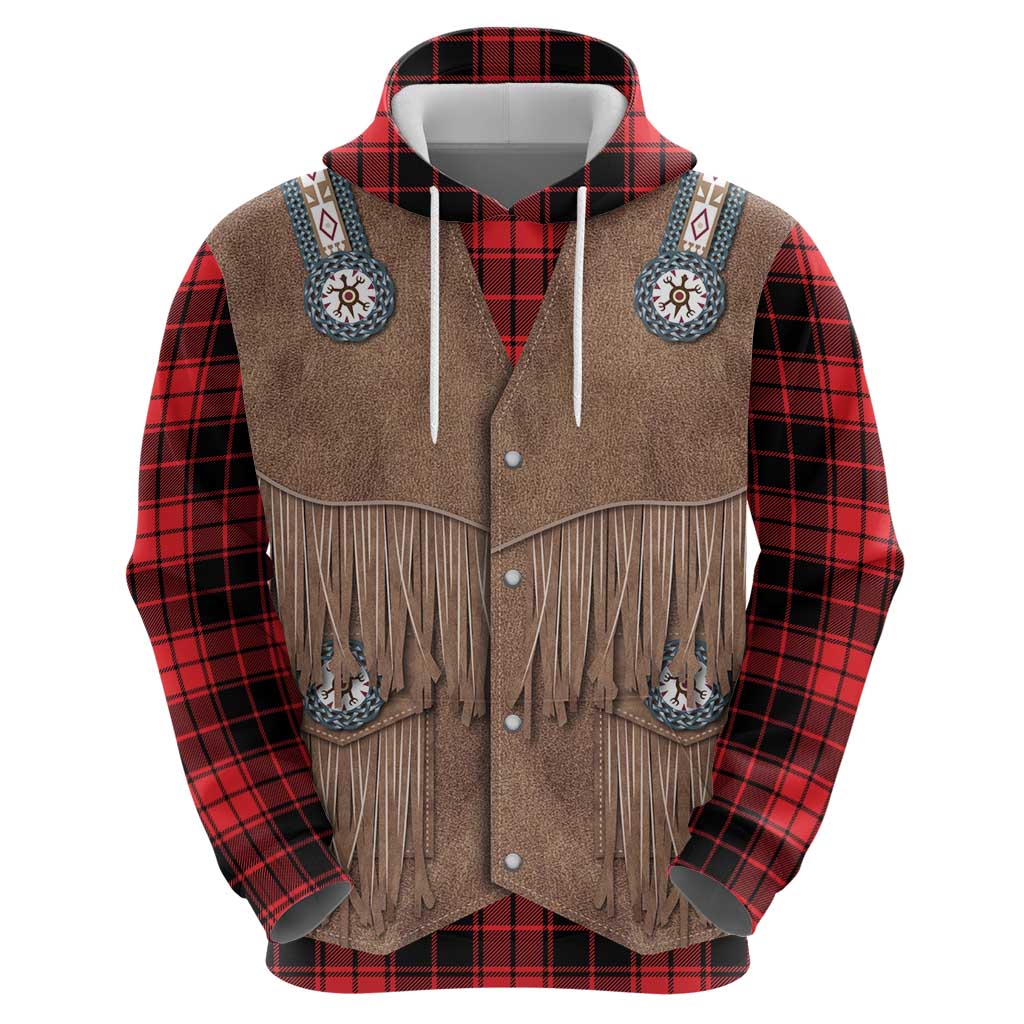 Retro Black Red Plaid Hoodie Western Cowboy Vest Costume - Wonder Print Shop