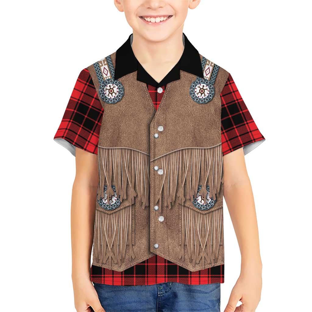 Retro Black Red Plaid Kid Hawaiian Shirt Western Cowboy Vest Costume - Wonder Print Shop