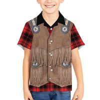 Retro Black Red Plaid Kid Hawaiian Shirt Western Cowboy Vest Costume - Wonder Print Shop